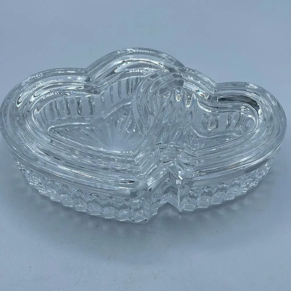Cristal d’Arques -Durand Two Hearts Crystal Trinket box.